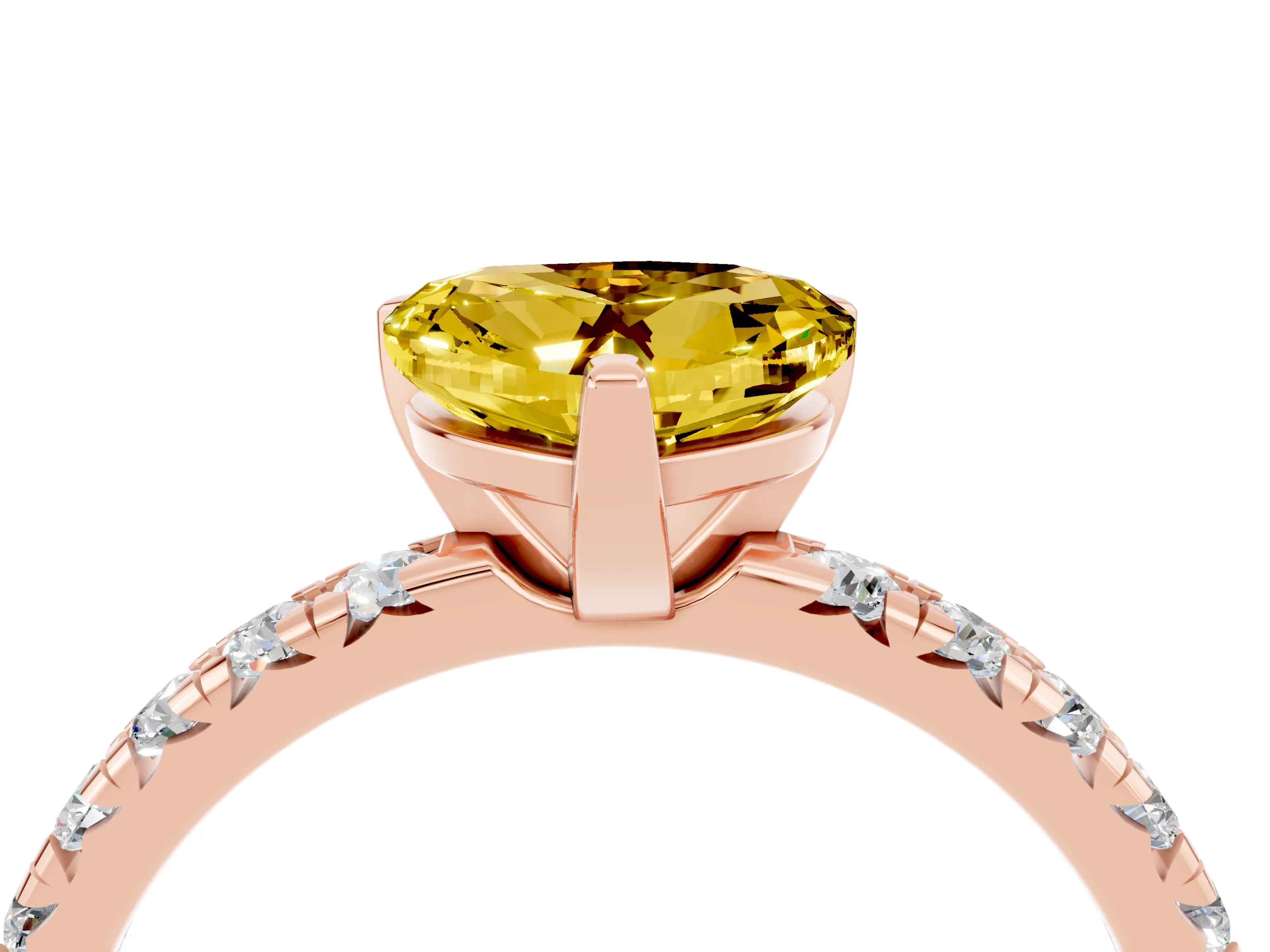 Rose gold Heart Cut Solitaire Pave Diamond Engagement Ring with Four-Prong Setting_16