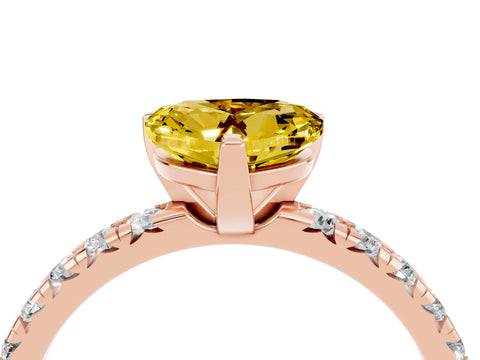 Rose gold Heart Cut Solitaire Pave Diamond Engagement Ring with Four-Prong Setting_16