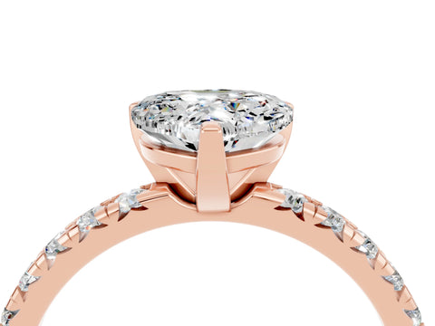 Rose gold Heart Cut Solitaire Pave Diamond Engagement Ring with Four-Prong Setting_16