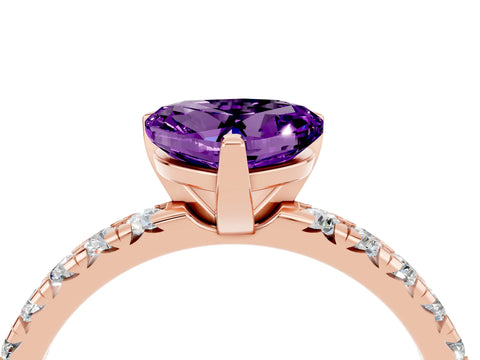 Rose gold Heart Cut Solitaire Pave Diamond Engagement Ring with Four-Prong Setting_16