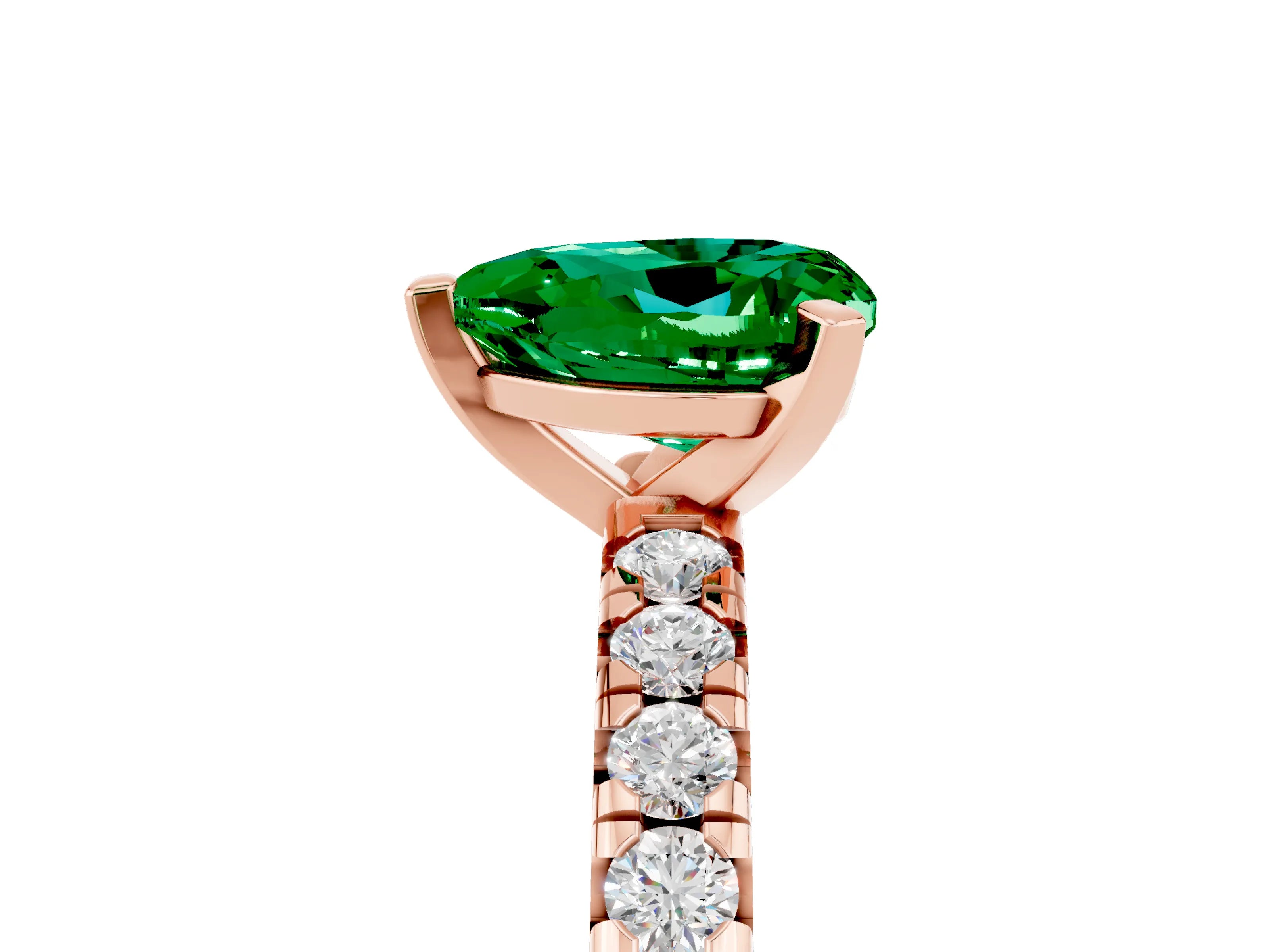 Rose gold Heart Cut Solitaire Pave Diamond Engagement Ring with Four-Prong Setting_17