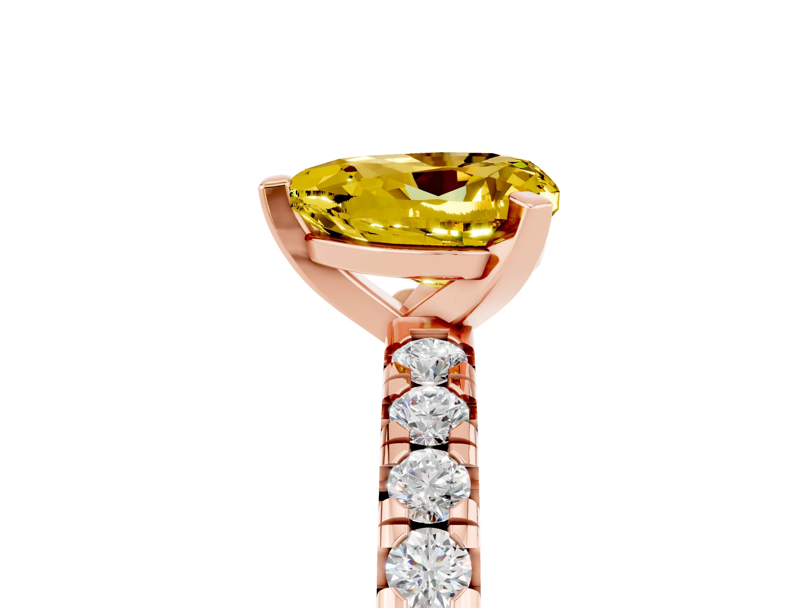 Rose gold Heart Cut Solitaire Pave Diamond Engagement Ring with Four-Prong Setting_17
