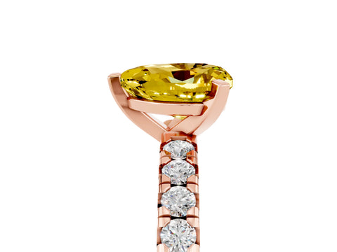 Rose gold Heart Cut Solitaire Pave Diamond Engagement Ring with Four-Prong Setting_17