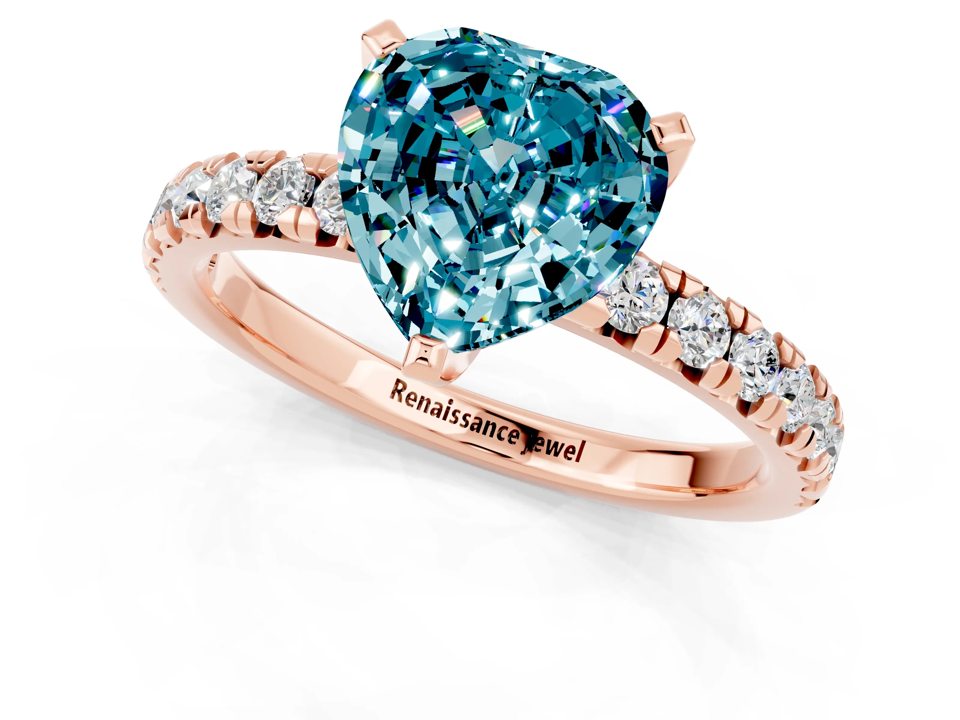 Rose gold Heart Cut Solitaire Pave Diamond Engagement Ring with Four-Prong Setting_1