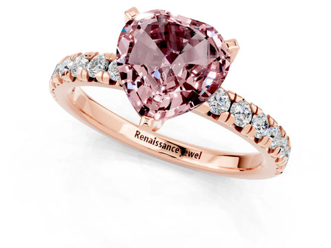 Rose gold Heart Cut Solitaire Pave Diamond Engagement Ring with Four-Prong Setting_1