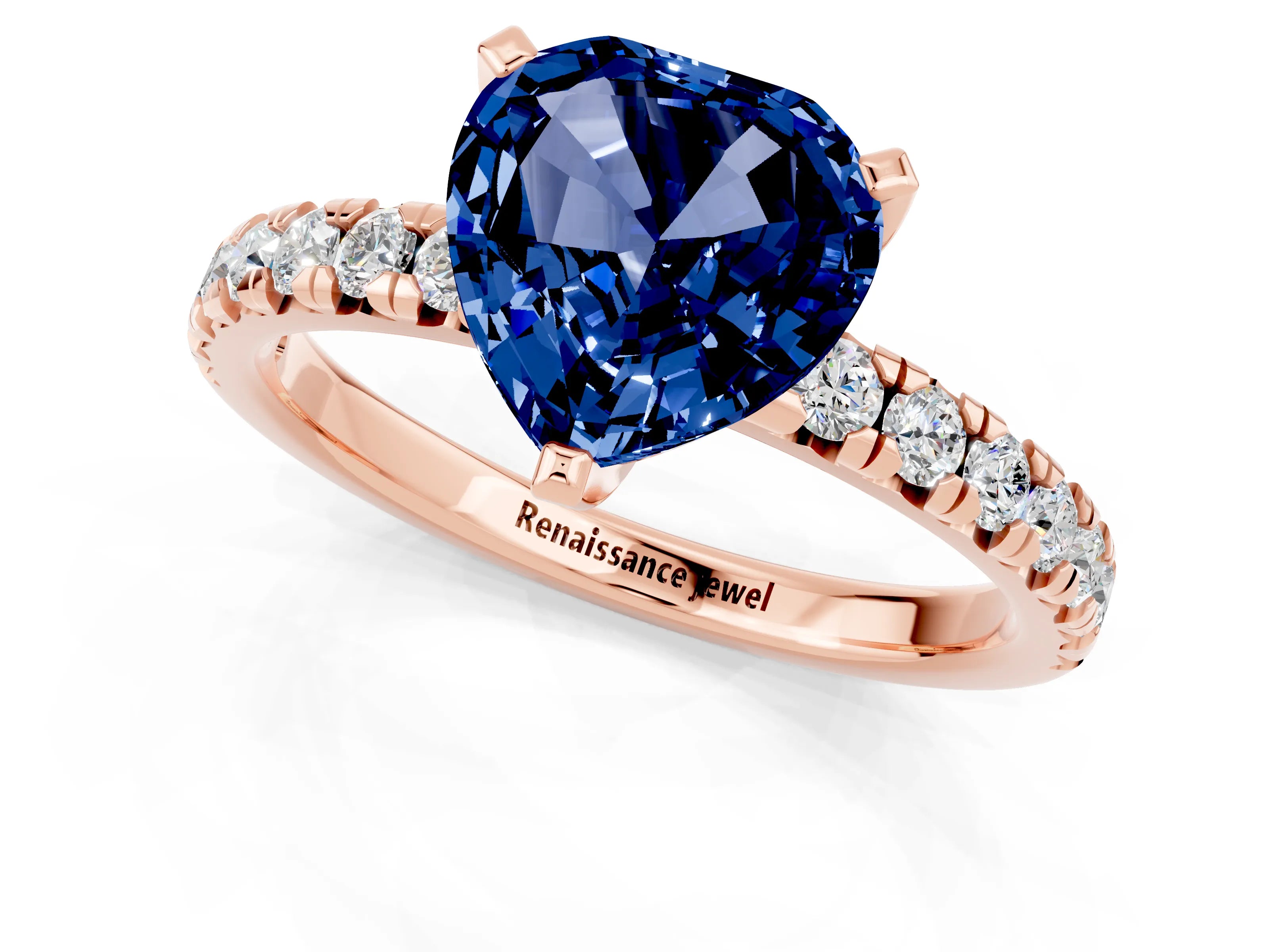 Rose gold Heart Cut Solitaire Pave Diamond Engagement Ring with Four-Prong Setting_1