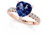 Rose gold Heart Cut Solitaire Pave Diamond Engagement Ring with Four-Prong Setting_1