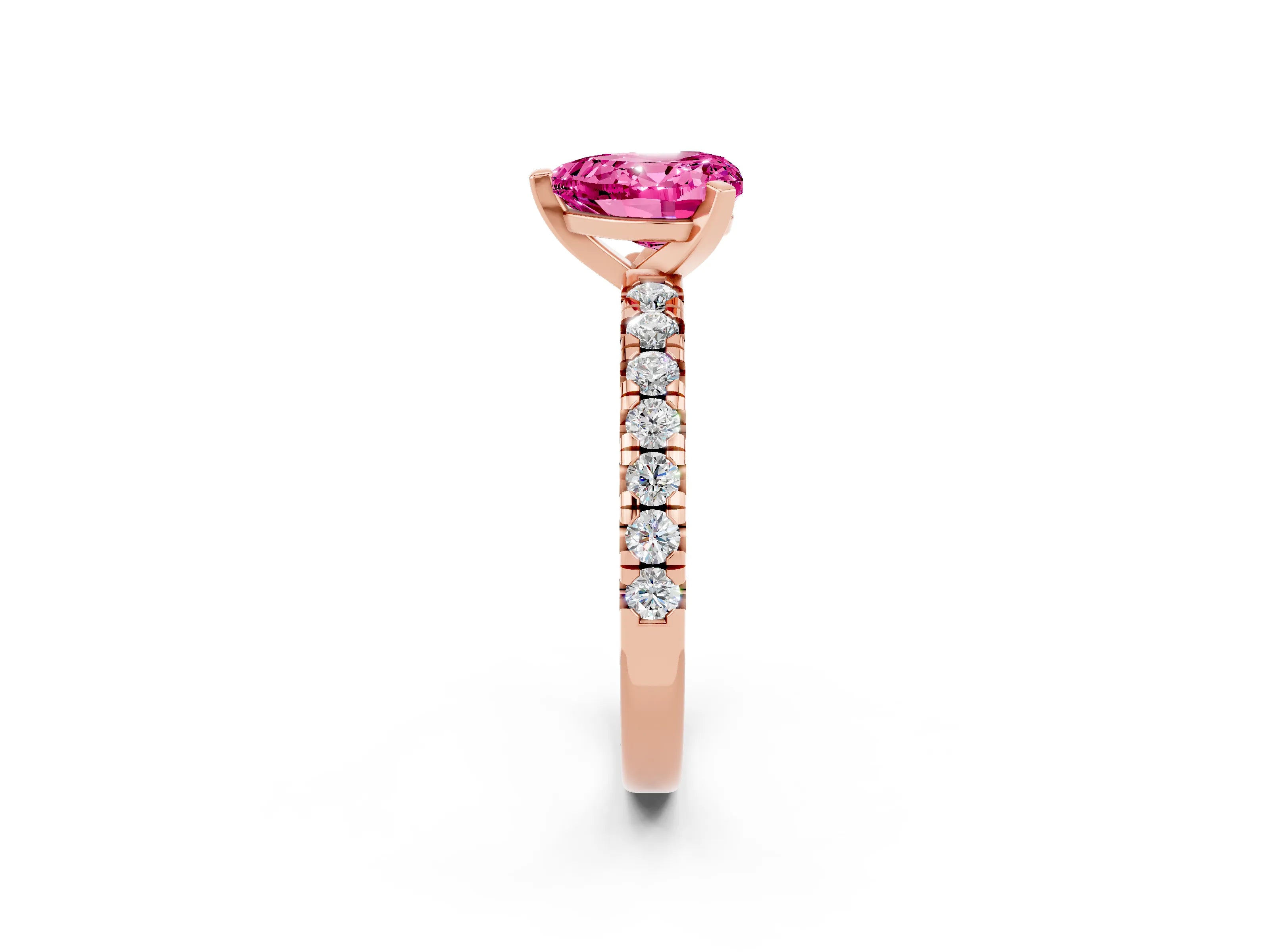 Rose gold Heart Cut Solitaire Pave Diamond Engagement Ring with Four-Prong Setting_2