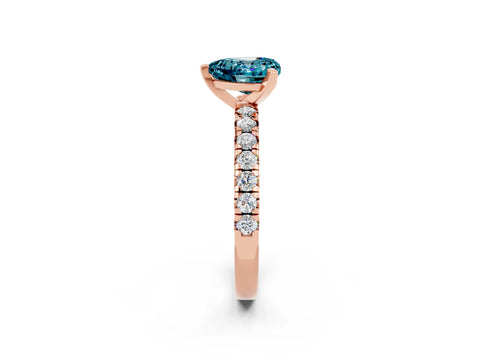 Rose gold Heart Cut Solitaire Pave Diamond Engagement Ring with Four-Prong Setting_2