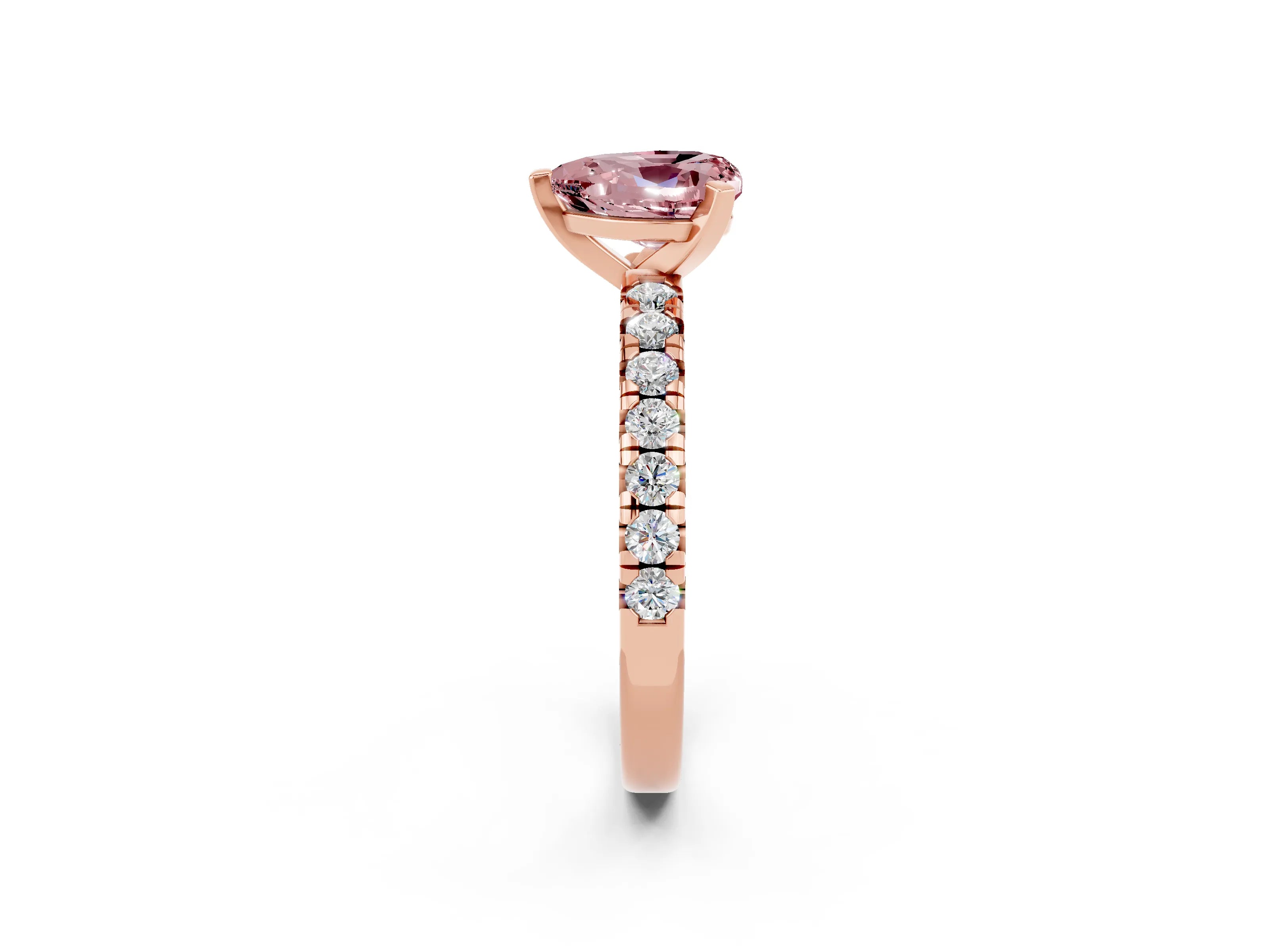 Rose gold Heart Cut Solitaire Pave Diamond Engagement Ring with Four-Prong Setting_2