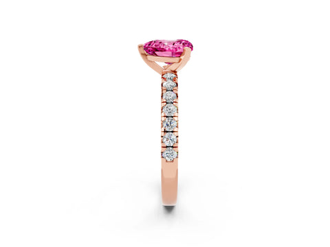 Rose gold Heart Cut Solitaire Pave Diamond Engagement Ring with Four-Prong Setting_2
