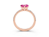 Rose gold Heart Cut Solitaire Pave Diamond Engagement Ring with Four-Prong Setting_3