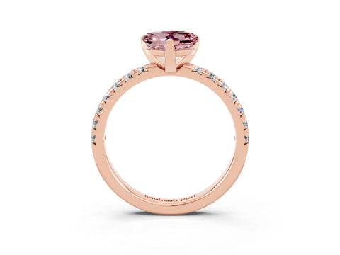 Rose gold Heart Cut Solitaire Pave Diamond Engagement Ring with Four-Prong Setting_3