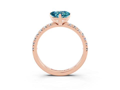 Rose gold Heart Cut Solitaire Pave Diamond Engagement Ring with Four-Prong Setting_3