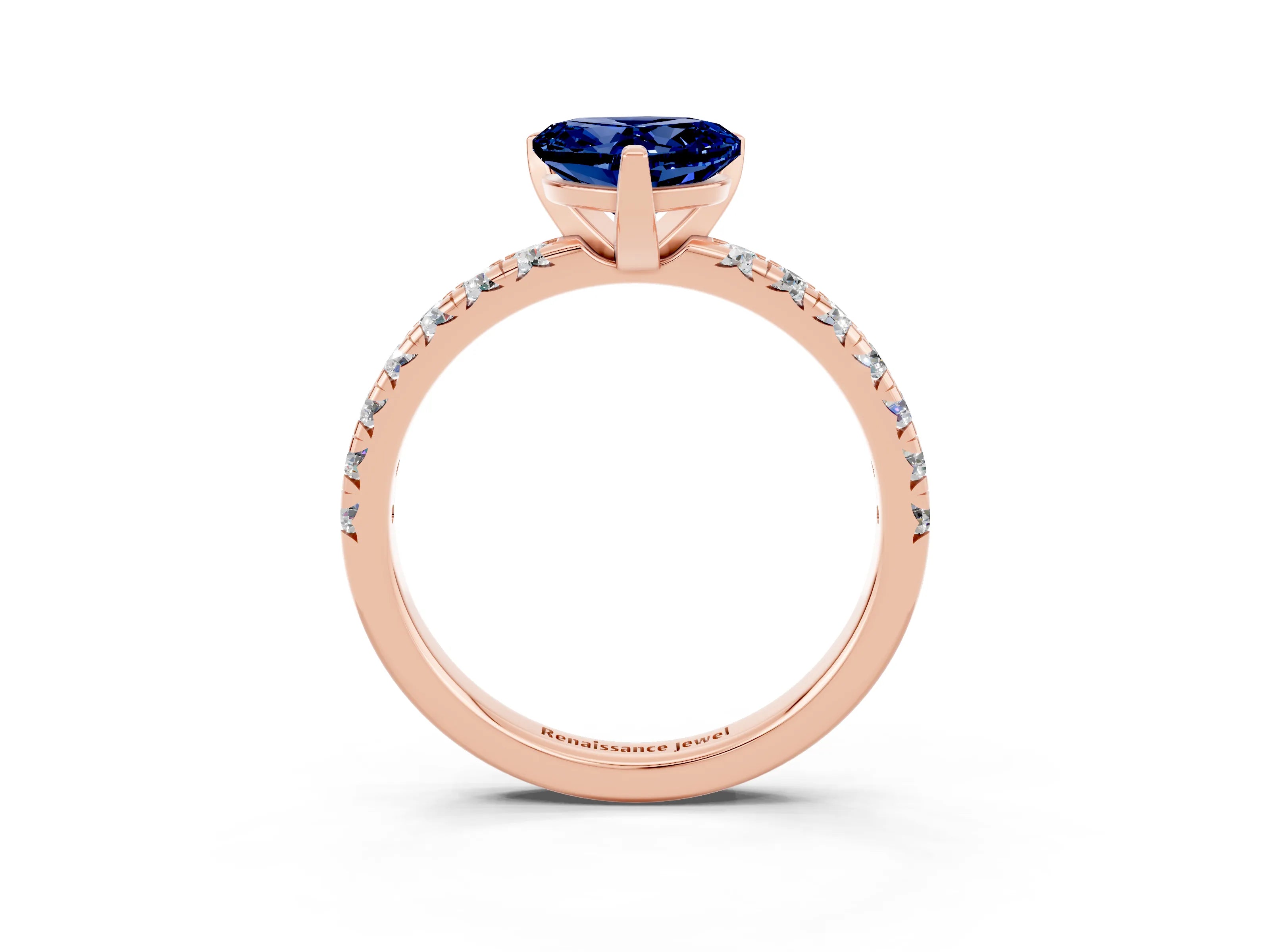 Rose gold Heart Cut Solitaire Pave Diamond Engagement Ring with Four-Prong Setting_3