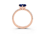 Rose gold Heart Cut Solitaire Pave Diamond Engagement Ring with Four-Prong Setting_3