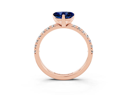 Rose gold Heart Cut Solitaire Pave Diamond Engagement Ring with Four-Prong Setting_3