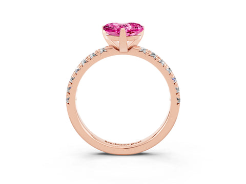 Rose gold Heart Cut Solitaire Pave Diamond Engagement Ring with Four-Prong Setting_3
