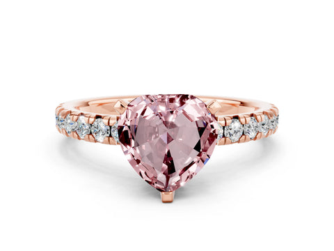 Rose gold Heart Cut Solitaire Pave Diamond Engagement Ring with Four-Prong Setting