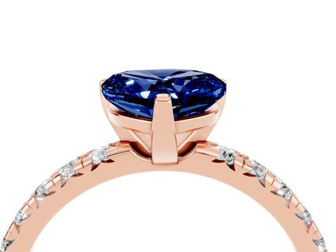 Rose gold Heart Cut Solitaire Pave Diamond Engagement Ring with Four-Prong Setting_4