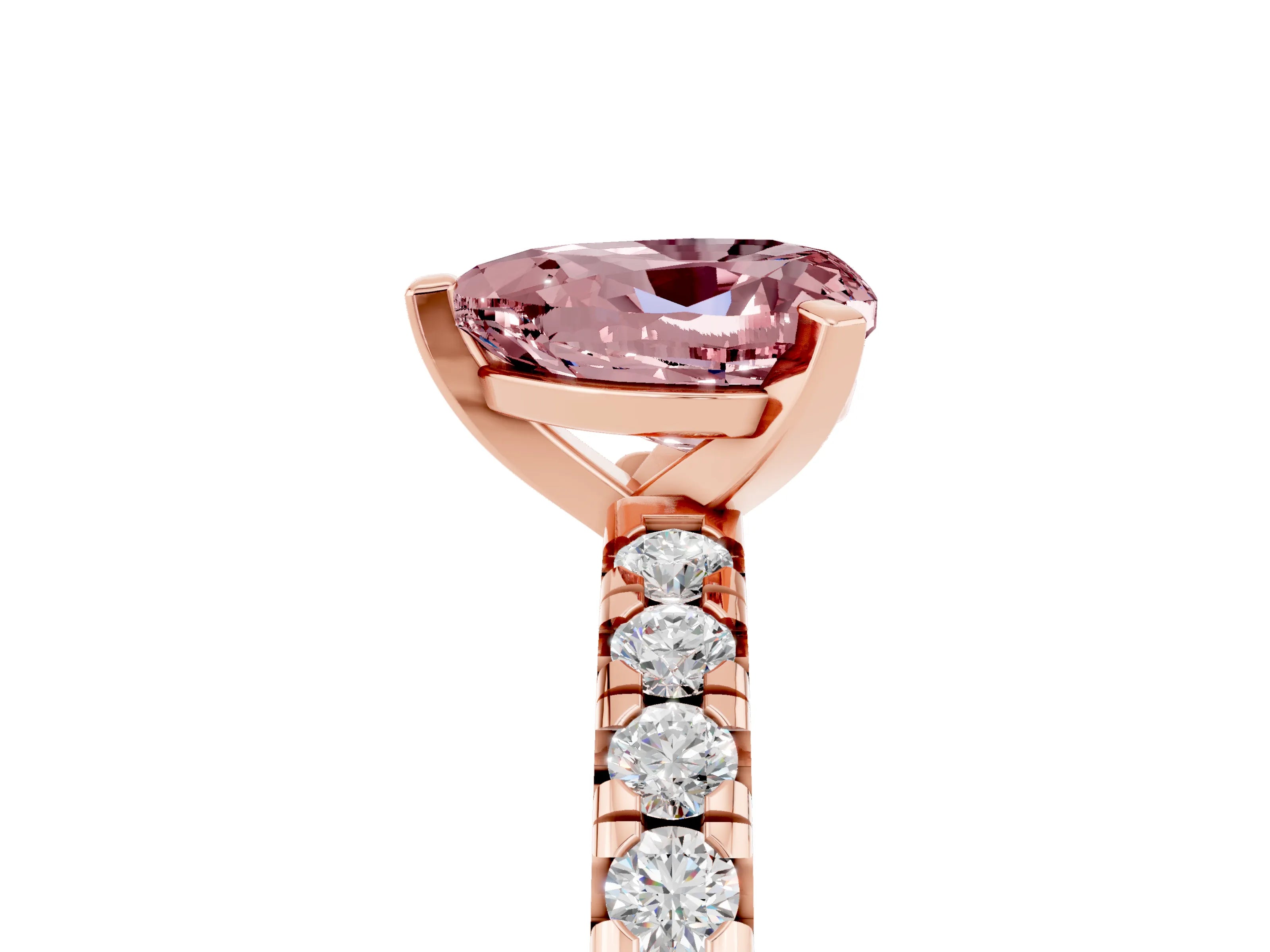 Rose gold Heart Cut Solitaire Pave Diamond Engagement Ring with Four-Prong Setting_5