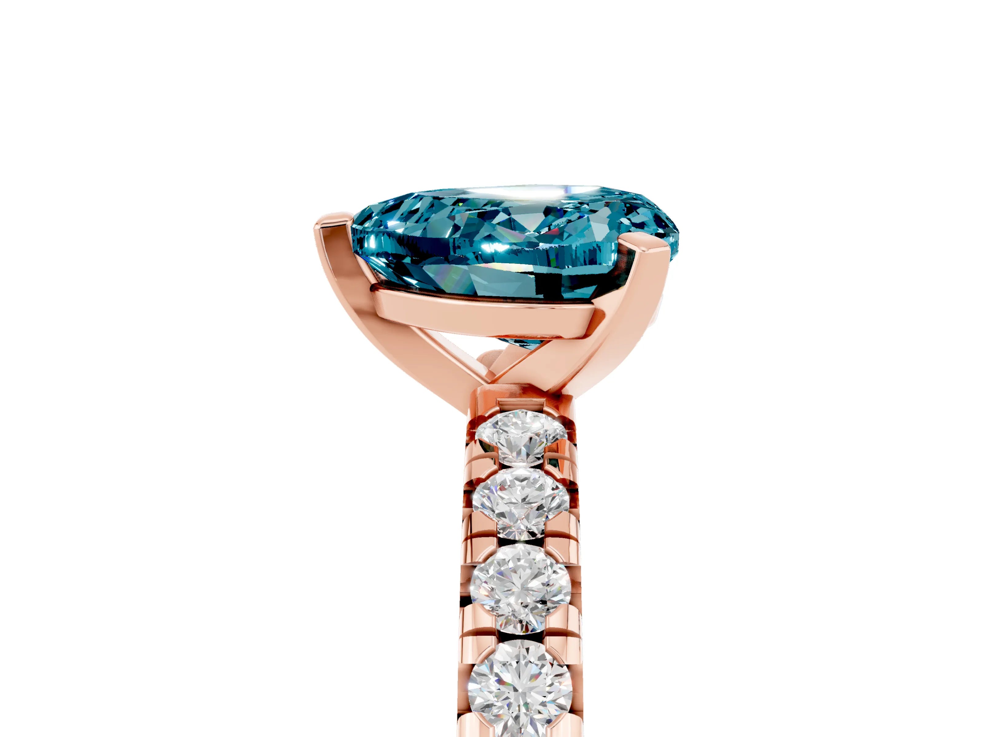 Rose gold Heart Cut Solitaire Pave Diamond Engagement Ring with Four-Prong Setting_5