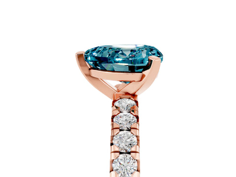 Rose gold Heart Cut Solitaire Pave Diamond Engagement Ring with Four-Prong Setting_5