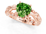 Rose gold Heart Cut Solitaire Peridot Leaf-Inspired Vine Band Ring with Prong Setting_1