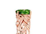 Rose gold Heart Cut Solitaire Peridot Leaf-Inspired Vine Band Ring with Prong Setting_5
