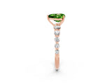 Rose gold Heart Cut Solitaire Peridot Ring with Pave Band and Four-Prong Setting_2