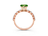 Rose gold Heart Cut Solitaire Peridot Ring with Pave Band and Four-Prong Setting_3