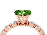 Rose gold Heart Cut Solitaire Peridot Ring with Pave Band and Four-Prong Setting_4