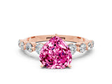 Rose gold Heart Cut Solitaire Pink Sapphire Ring with Pave Band and Four-Prong Setting_24