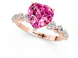 Rose gold Heart Cut Solitaire Pink Sapphire Ring with Pave Band and Four-Prong Setting_25