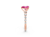 Rose gold Heart Cut Solitaire Pink Sapphire Ring with Pave Band and Four-Prong Setting_26