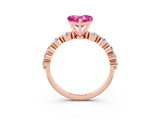 Rose gold Heart Cut Solitaire Pink Sapphire Ring with Pave Band and Four-Prong Setting_27