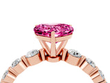 Rose gold Heart Cut Solitaire Pink Sapphire Ring with Pave Band and Four-Prong Setting_28