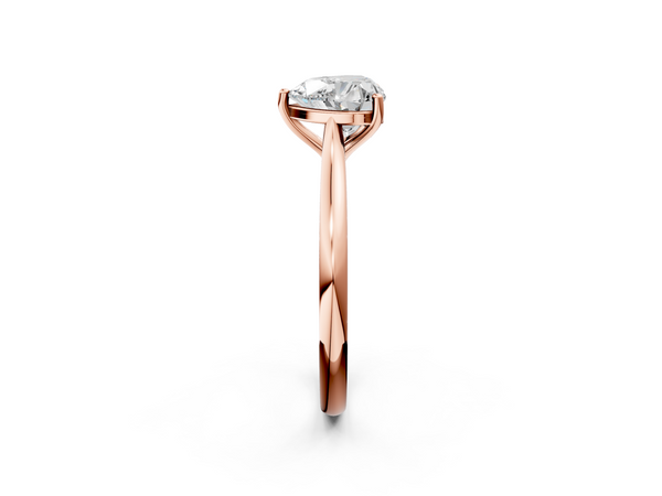 Rose gold Heart Cut Solitaire Ring with Cathedral Band and Four-Prong Setting
