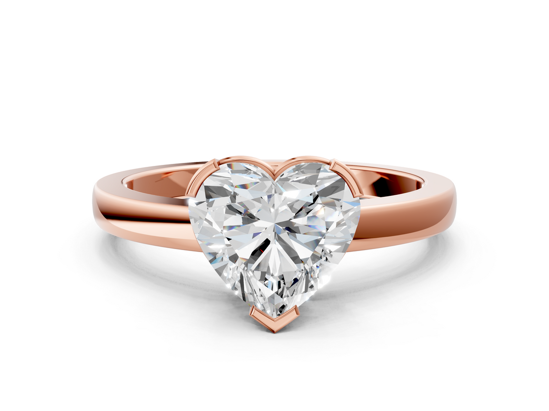 Rose gold Heart Cut Solitaire Ring with Four-Prong Setting and Classic Band_90