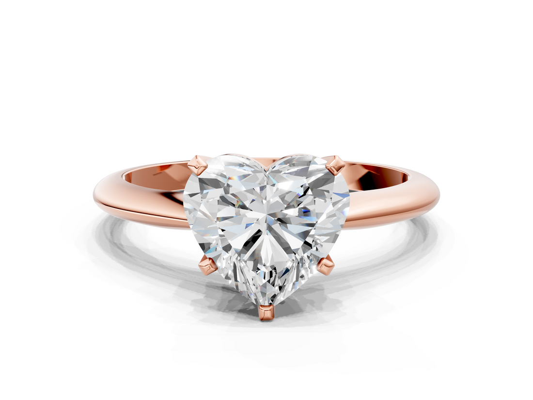 Rose gold Heart Cut Solitaire Ring with Four-Prong Setting on a Classic Band_71