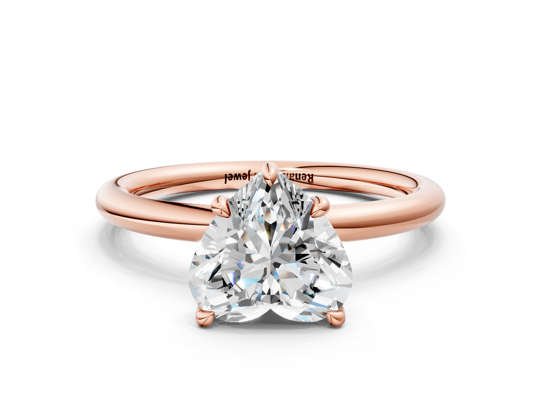 Rose gold Heart Cut Solitaire Ring with Thin Band and Four-Prong Setting_36