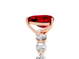 Rose gold Heart Cut Solitaire Ruby Ring with Pave Band and Four-Prong Setting_5