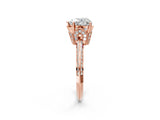 Rose gold Heart Cut Solitaire Split Shank Pave Diamond Engagement Ring with Four-Prong Setting_47