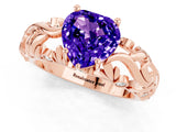 Rose gold Heart Cut Solitaire Tanzanite Leaf-Inspired Vine Band Ring with Prong Setting_1