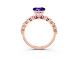 Rose gold Heart Cut Solitaire Tanzanite Ring with Pave Band and Four-Prong Setting_3
