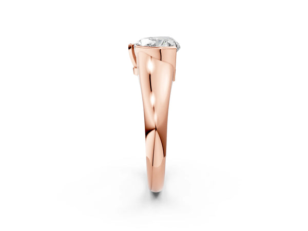 Rose Gold Heart-Shaped Tension Style Solitaire Engagement Ring Setting with Wide Sculpted Band