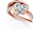 Rose gold Heart Cut Solitaire Tension-Set Diamond Split Shank Ring_16
