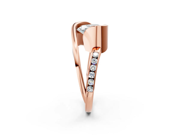 Rose gold Heart Cut Solitaire Tension-Set Diamond Split Shank Ring