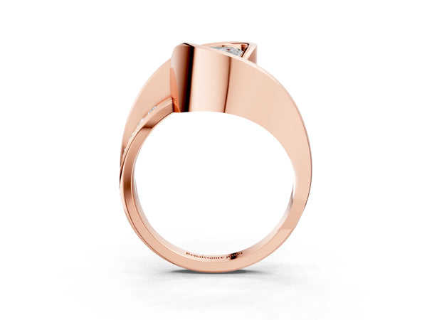 Rose gold Heart Cut Solitaire Tension-Set Diamond Split Shank Ring