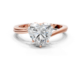 Rose gold Heart Cut Solitaire Twist Band Ring with Four-Prong Setting_32